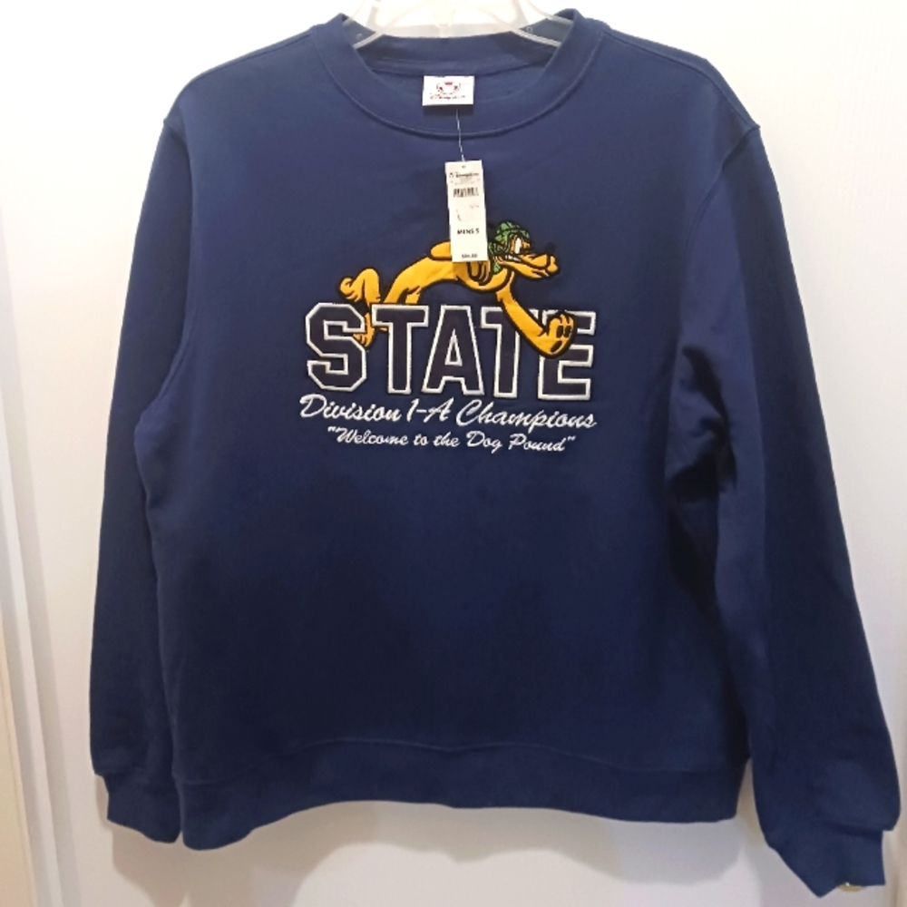 Disney Store Blue State Sweatshirt with Embroidered Pluto Graphic NWT Mens S